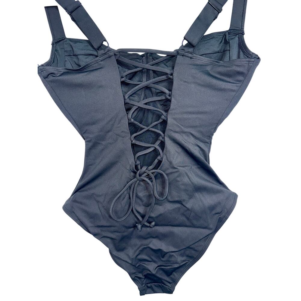 NWT TA3 Lifty Black Lace Up Contour Corset One Piece Swimsuit Size M Reg/Long JK - Picture 7 of 13